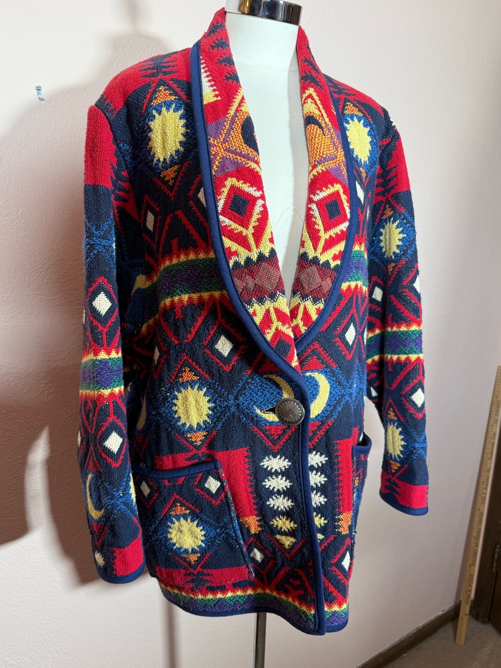 Vintage La Coasta sun Moon Celestial oversized southwestern Blanket coat